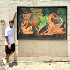 Vintage Boho Original Figurative Ölgemälde auf Karton