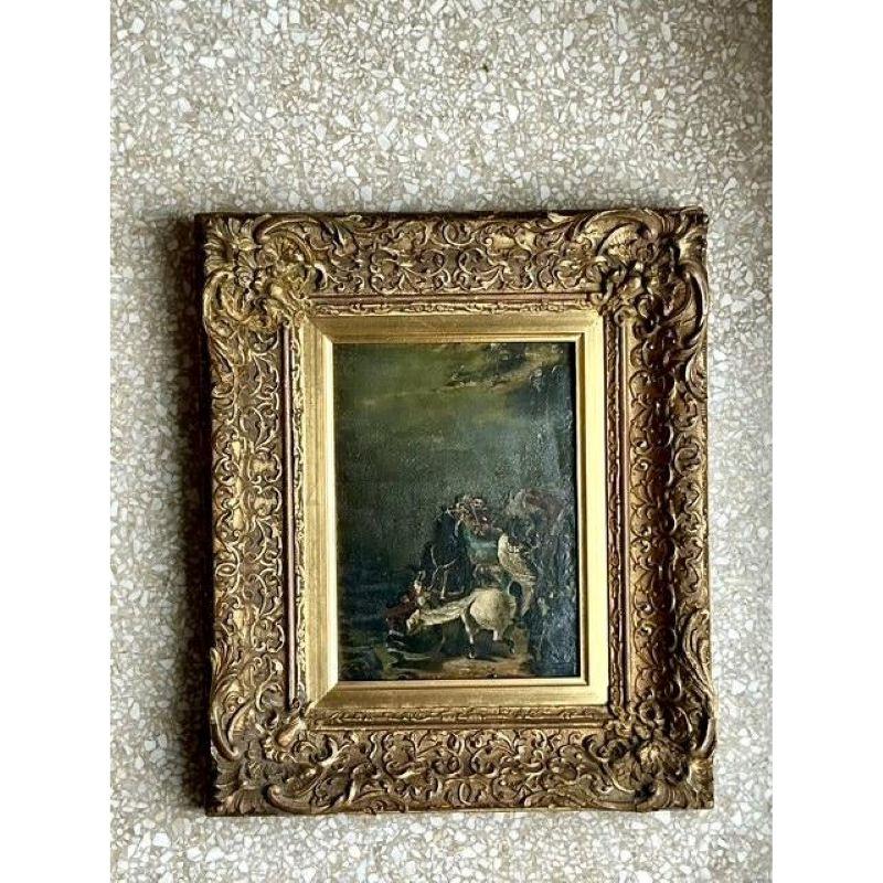 Vintage Boho Original Figurative Oil Painting on Canvas (Barock) im Angebot