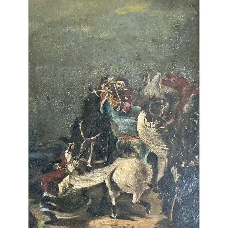Vintage Boho Original Figurative Oil Painting on Canvas (19. Jahrhundert) im Angebot