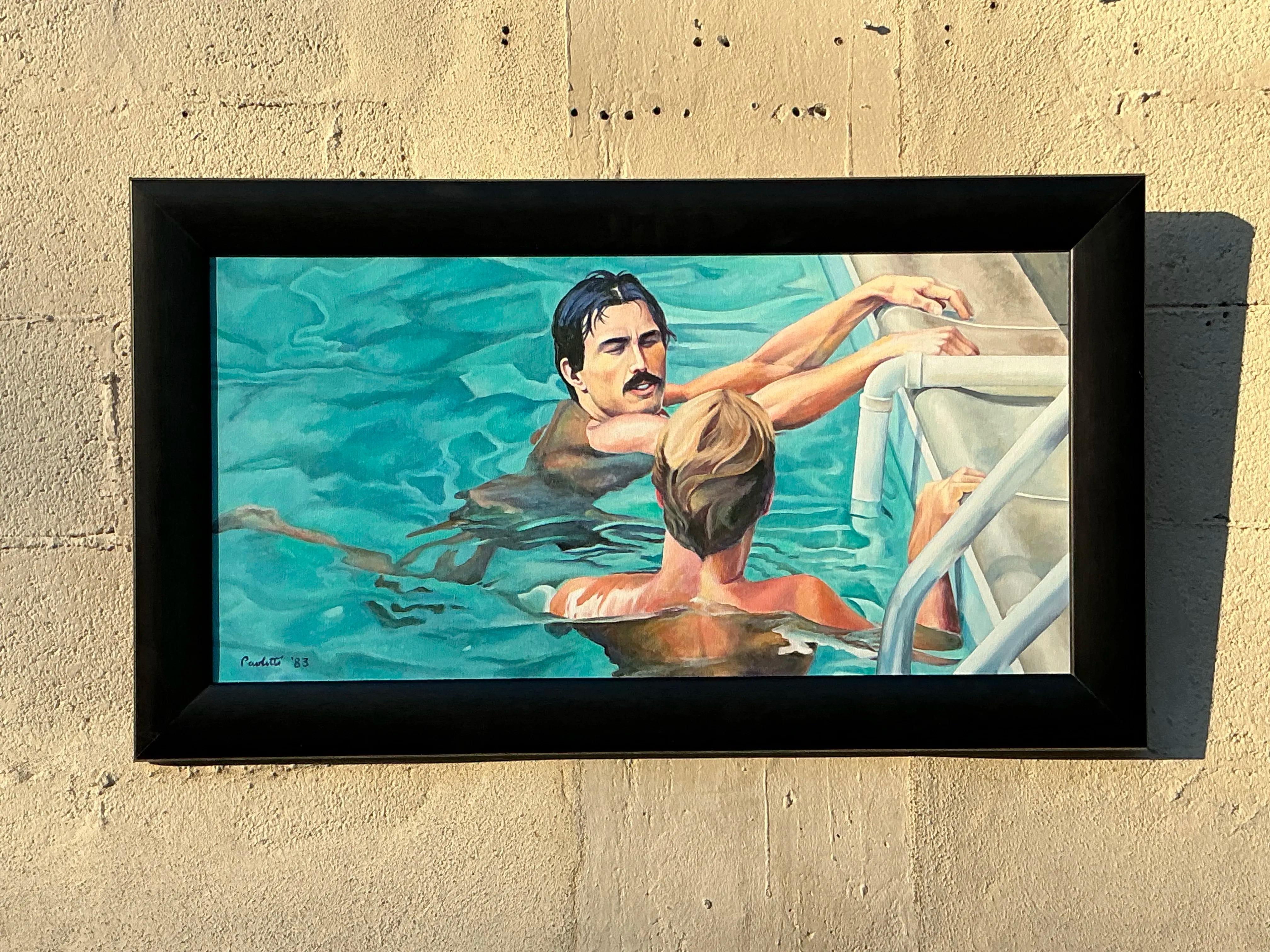 Originales figuratives Boho-Gemälde auf Leinwand, Vintage (amerikanisch) im Angebot