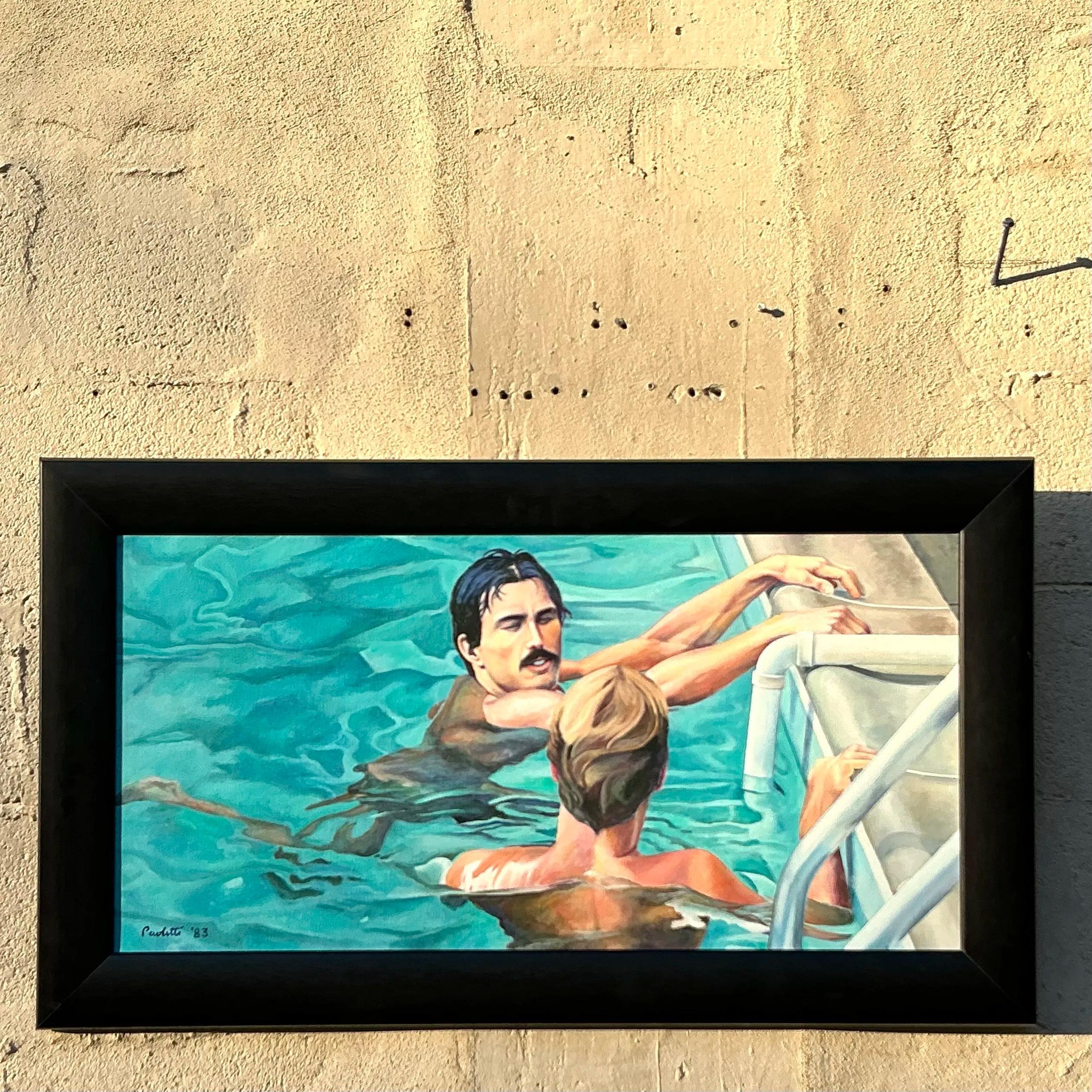 Originales figuratives Boho-Gemälde auf Leinwand, Vintage im Angebot 3