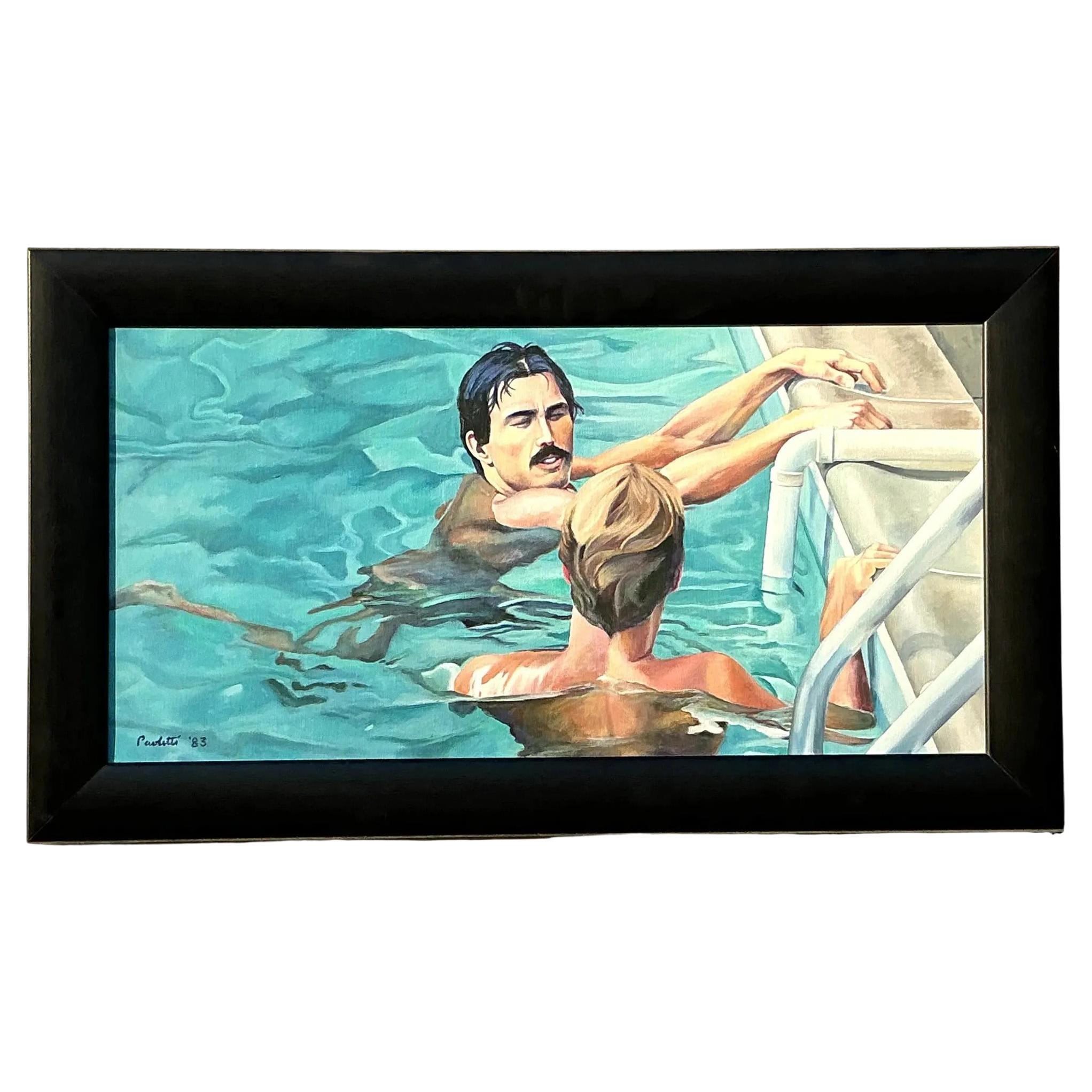 Vintage Boho Original Figurative Painting on Canvas