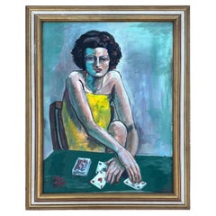 Vintage Boho Original Figure Oil Painting on Canvas Vintage Boho Original Figure Oil Painting on Canvas