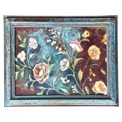 Vintage Boho Original Floral Oil Painting on Board
