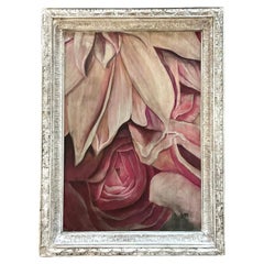 Vintage Boho Pintura al óleo floral original sobre lienzo