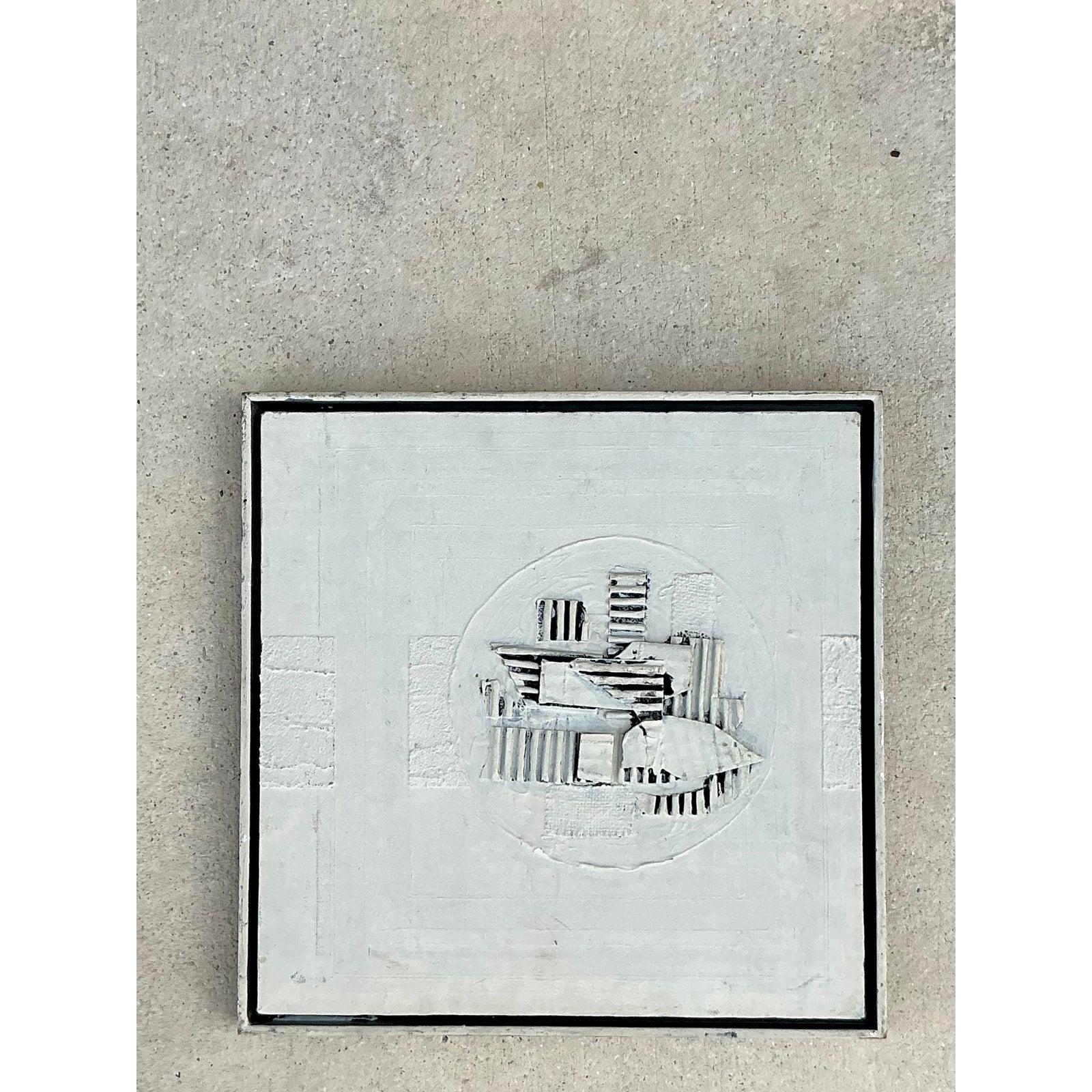 Vintage Boho Original Fundstück Ölgemälde auf Leinwand im Zustand „Gut“ im Angebot in West Palm Beach, FL
