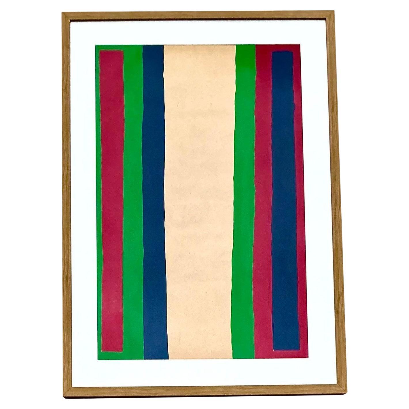 Vintage Boho Original Geometrisch Abstrakt Öl auf Papier