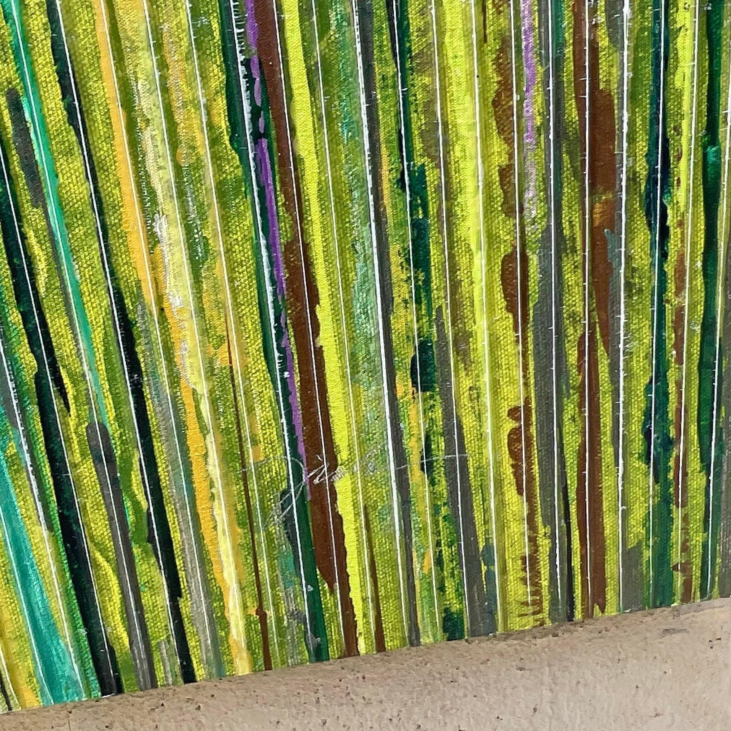 XX secolo Pittura ad olio astratta geometrica originale su tela vintage Boho in vendita