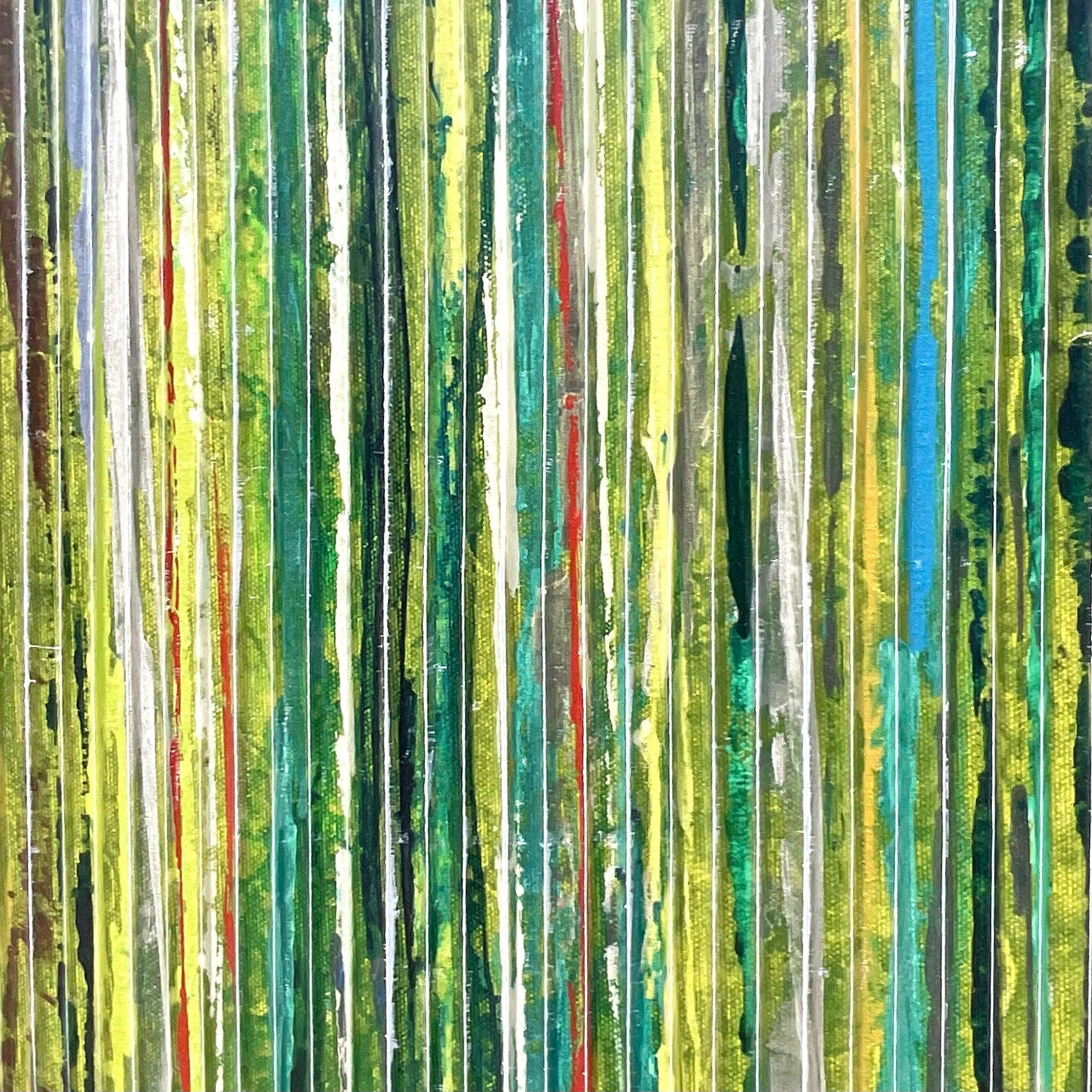 Pittura ad olio astratta geometrica originale su tela vintage Boho in vendita 1
