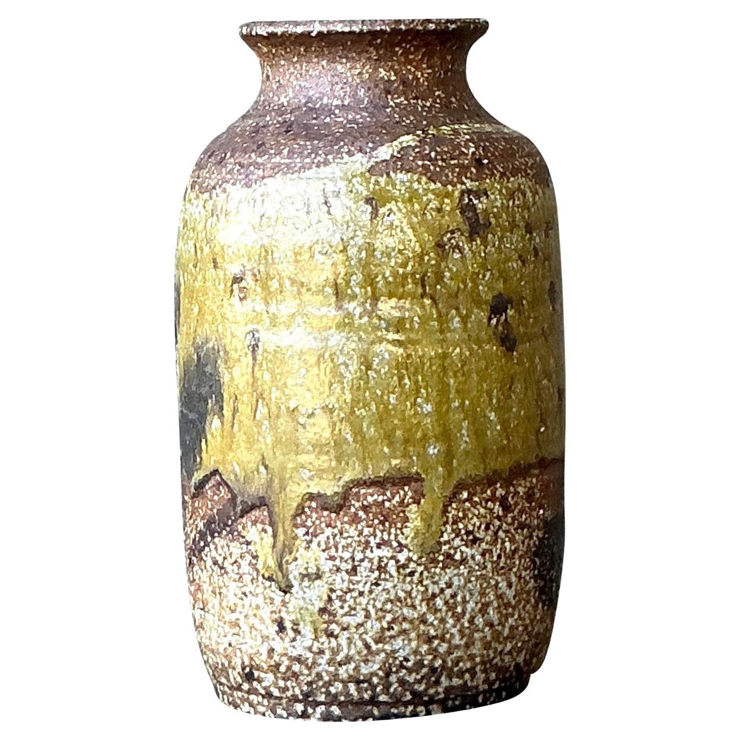 Vintage Boho Original Glazed Ceramic Vase