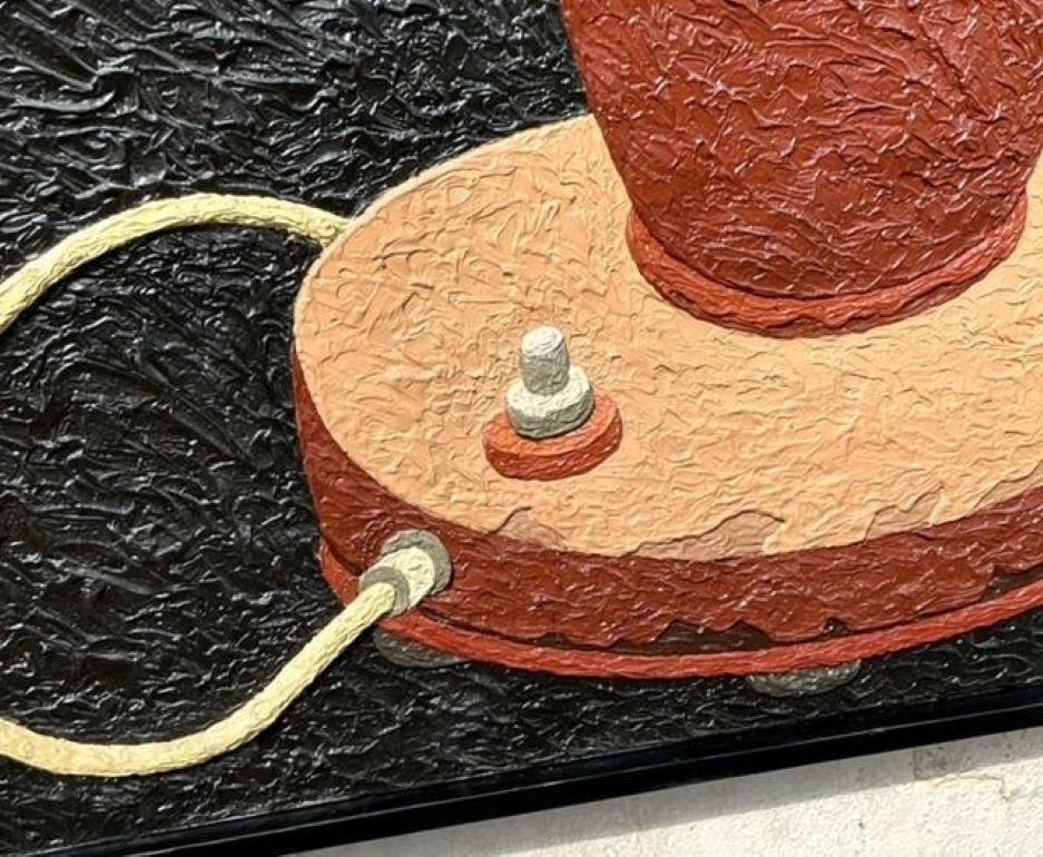 Vintage Boho Original Impasto, Ölgemälde einer Lampe, Vintage (amerikanisch) im Angebot