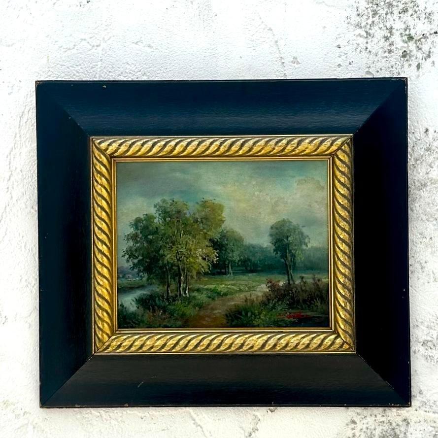 Nordamericano Paesaggio originale vintage boho olio su tela
