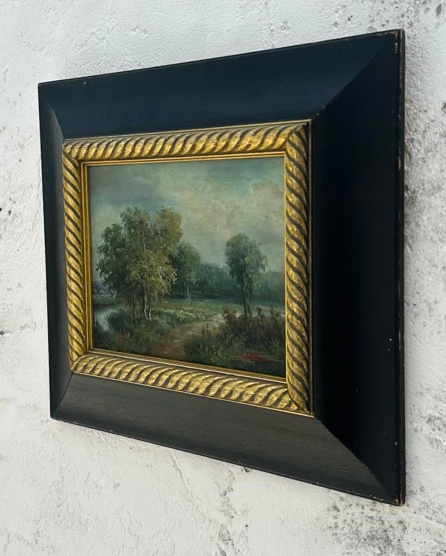 Paesaggio originale vintage boho olio su tela In condizioni buone a west palm beach, FL