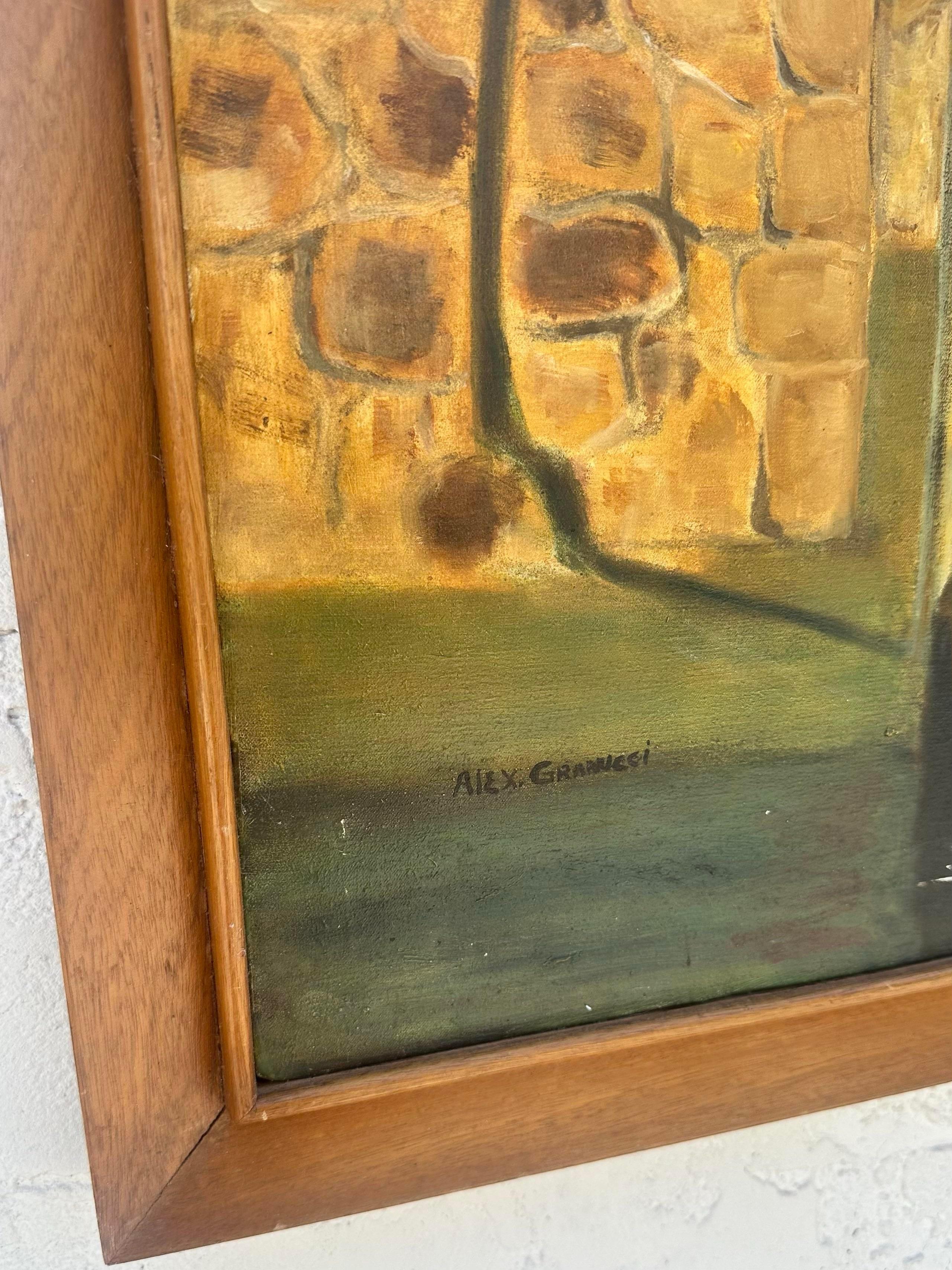 Pittura ad olio su tela con paesaggio originale Boho d'epoca In condizioni buone in vendita a West Palm Beach, FL