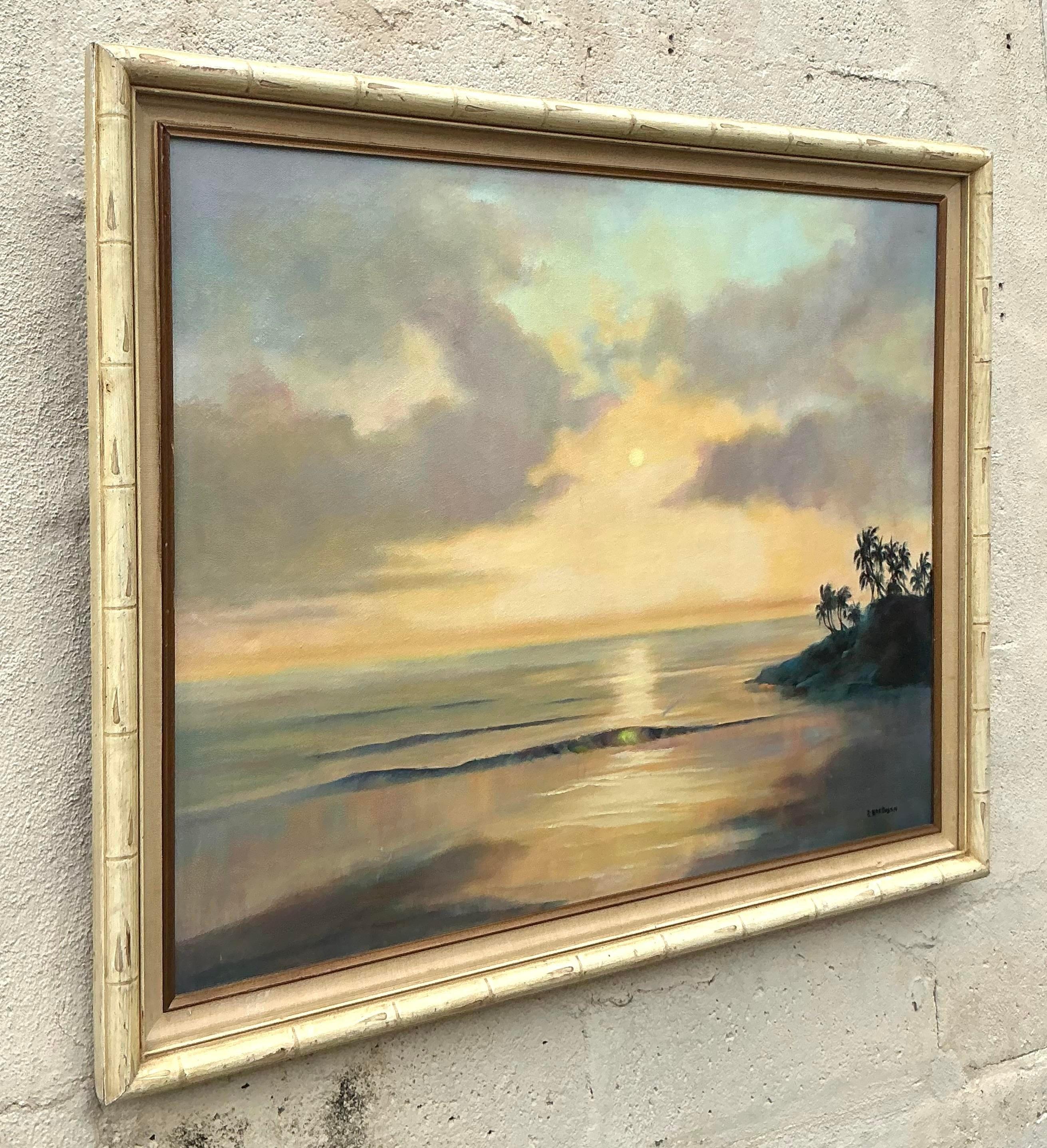 Pittura ad olio su tela con paesaggio originale Boho d'epoca In condizioni buone in vendita a west palm beach, FL