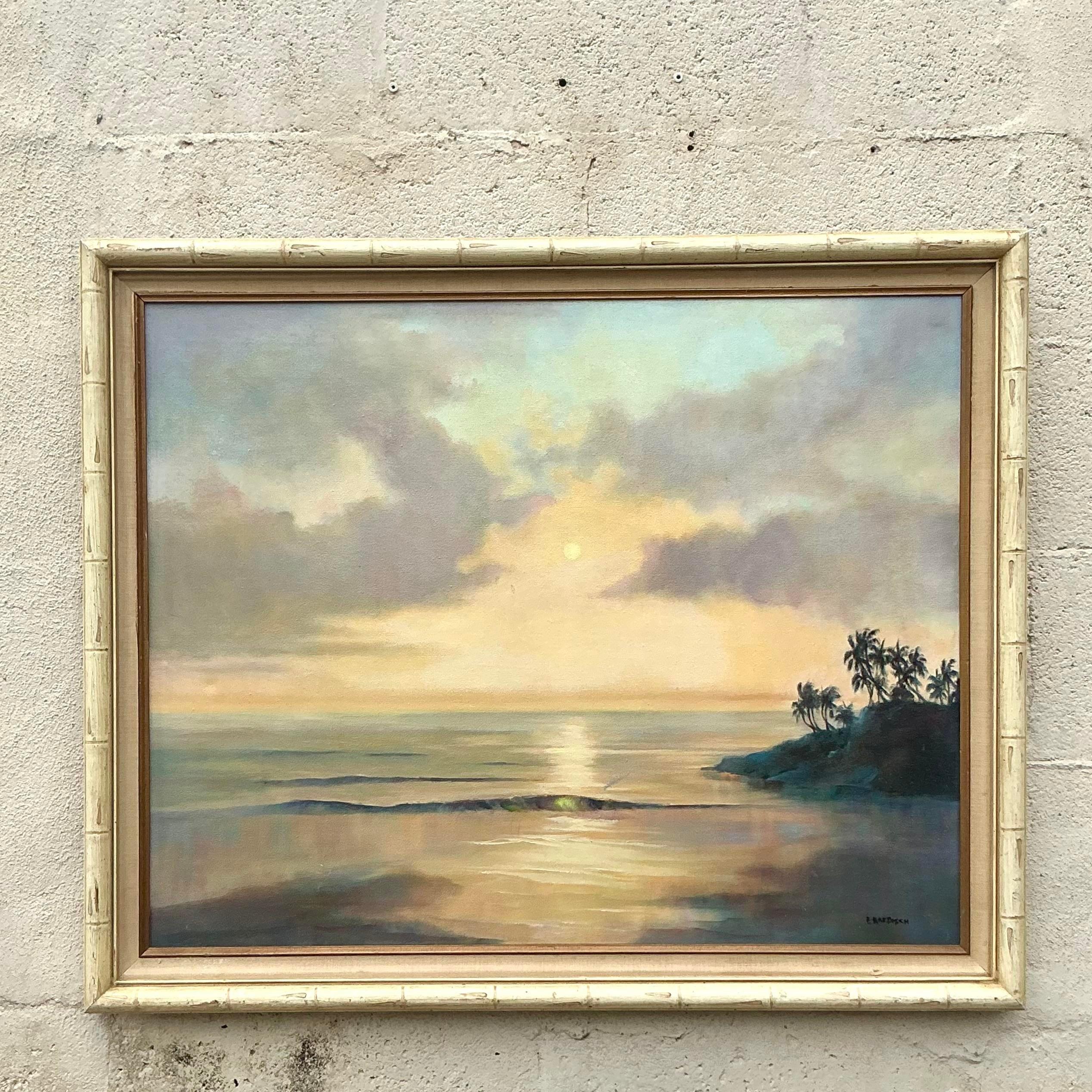 XX secolo Pittura ad olio su tela con paesaggio originale Boho d'epoca in vendita