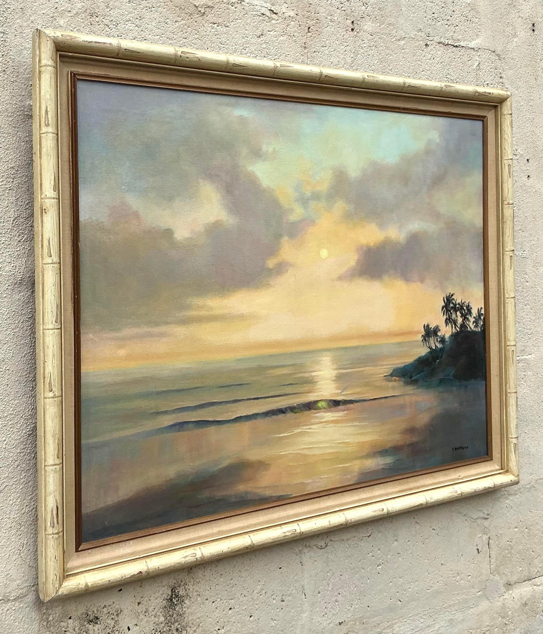 Tela Pittura ad olio su tela con paesaggio originale Boho d'epoca in vendita