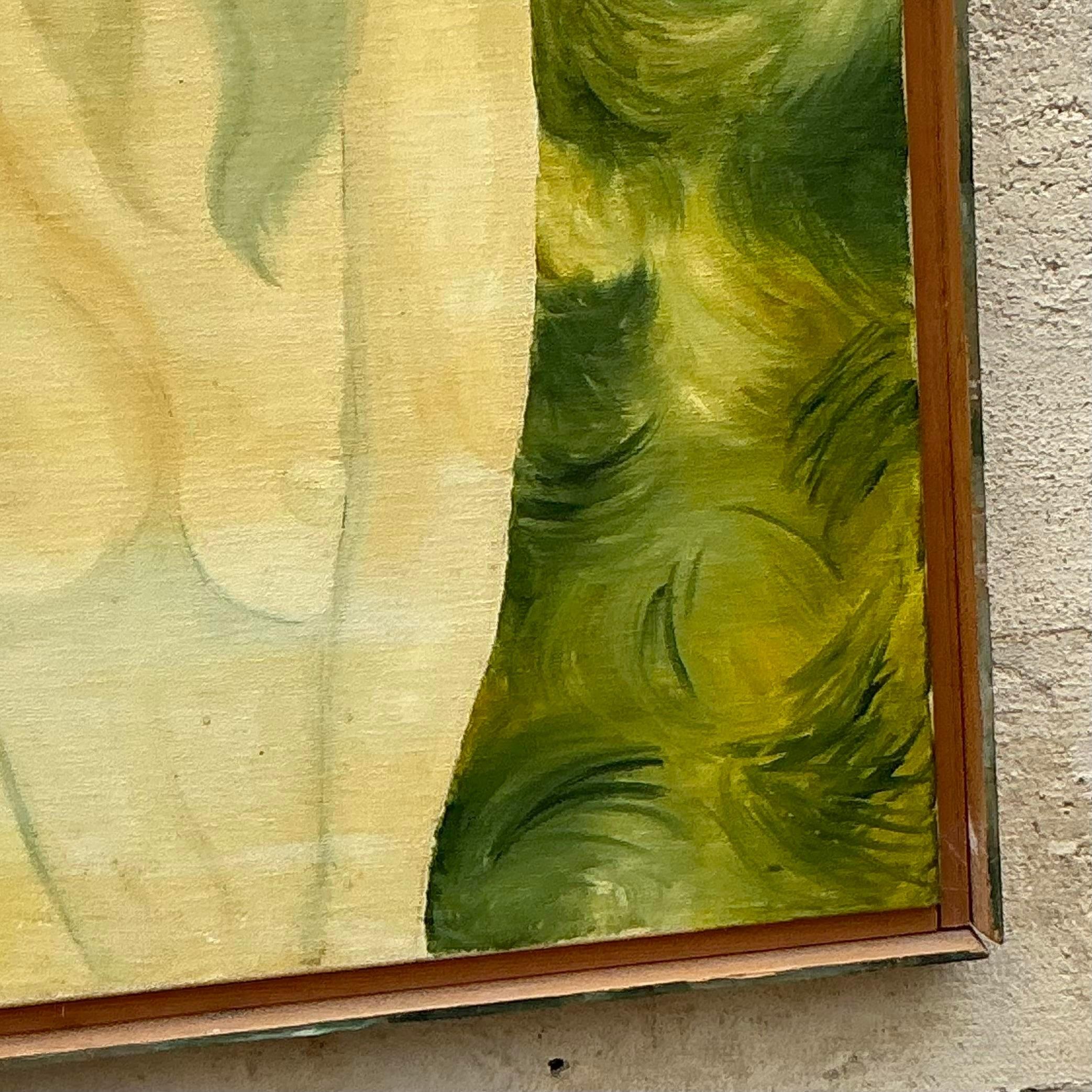 Late 20th Century Vintage Boho Original Nude Figurative Oil Painting on Canvas For Sale