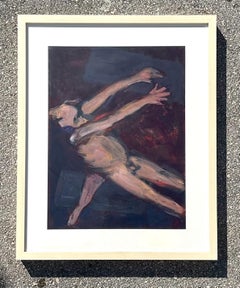 Vintage Boho Original Nude Oil on Paper