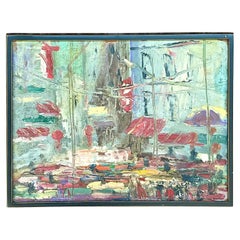 Vintage Boho Pittura originale ad olio Impasto astratto espressionista