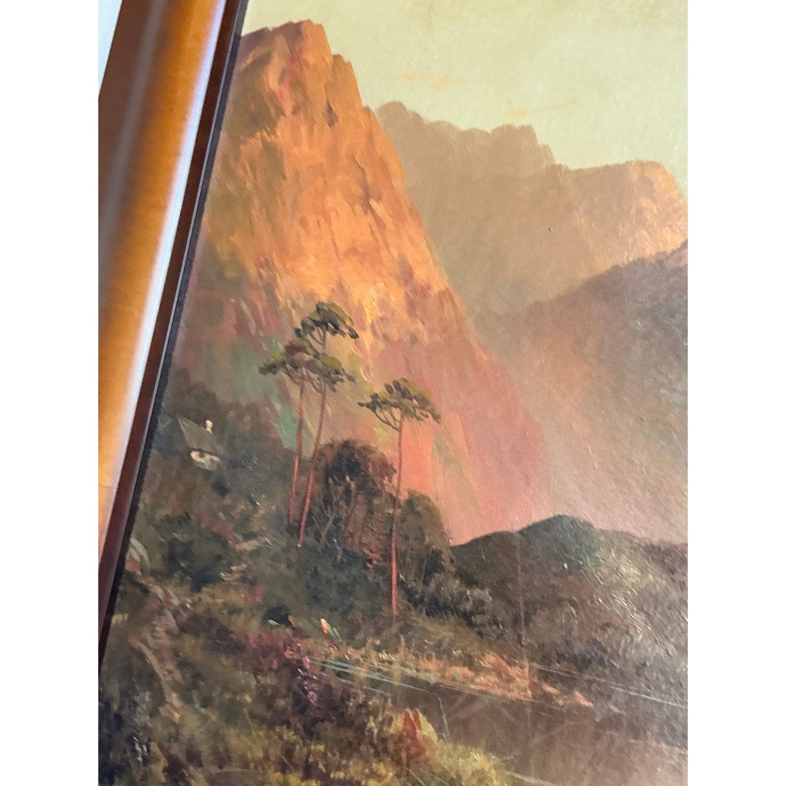 Vintage Boho Original Öl-Landschaft auf Leinwand im Zustand „Gut“ im Angebot in West Palm Beach, FL