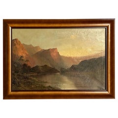 Antique Boho Original Oil Landscape on Canvas
