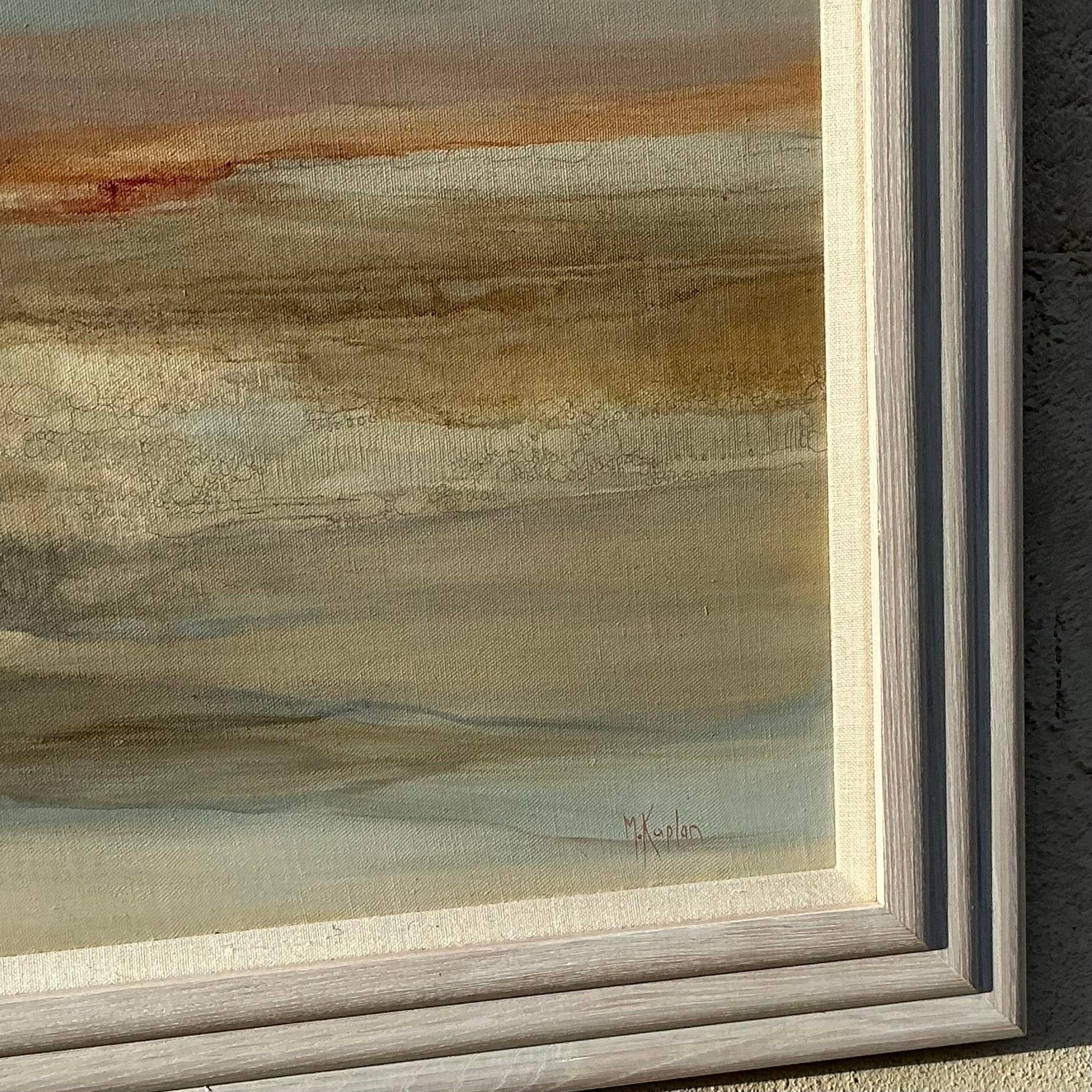 Vintage Boho Original Oil Landscape Painting on Canvas In Good Condition For Sale In west palm beach, FL