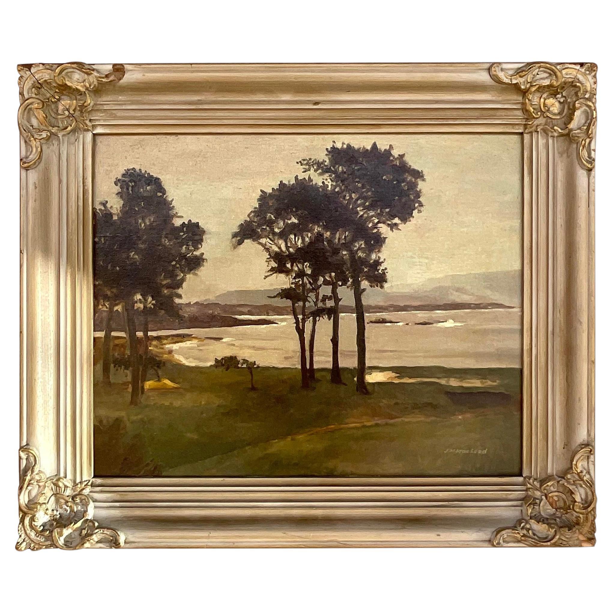 Vintage Boho Original Oil Landscape Painting Signed McLeod