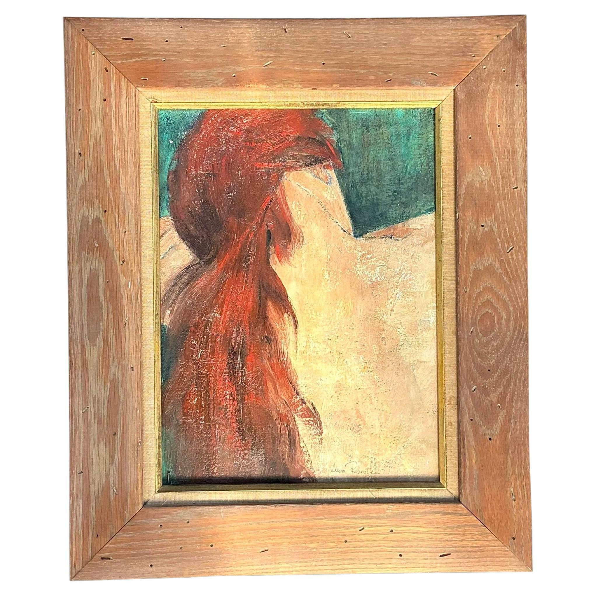 Vintage Boho Original Oil on Board For Sale at 1stDibs