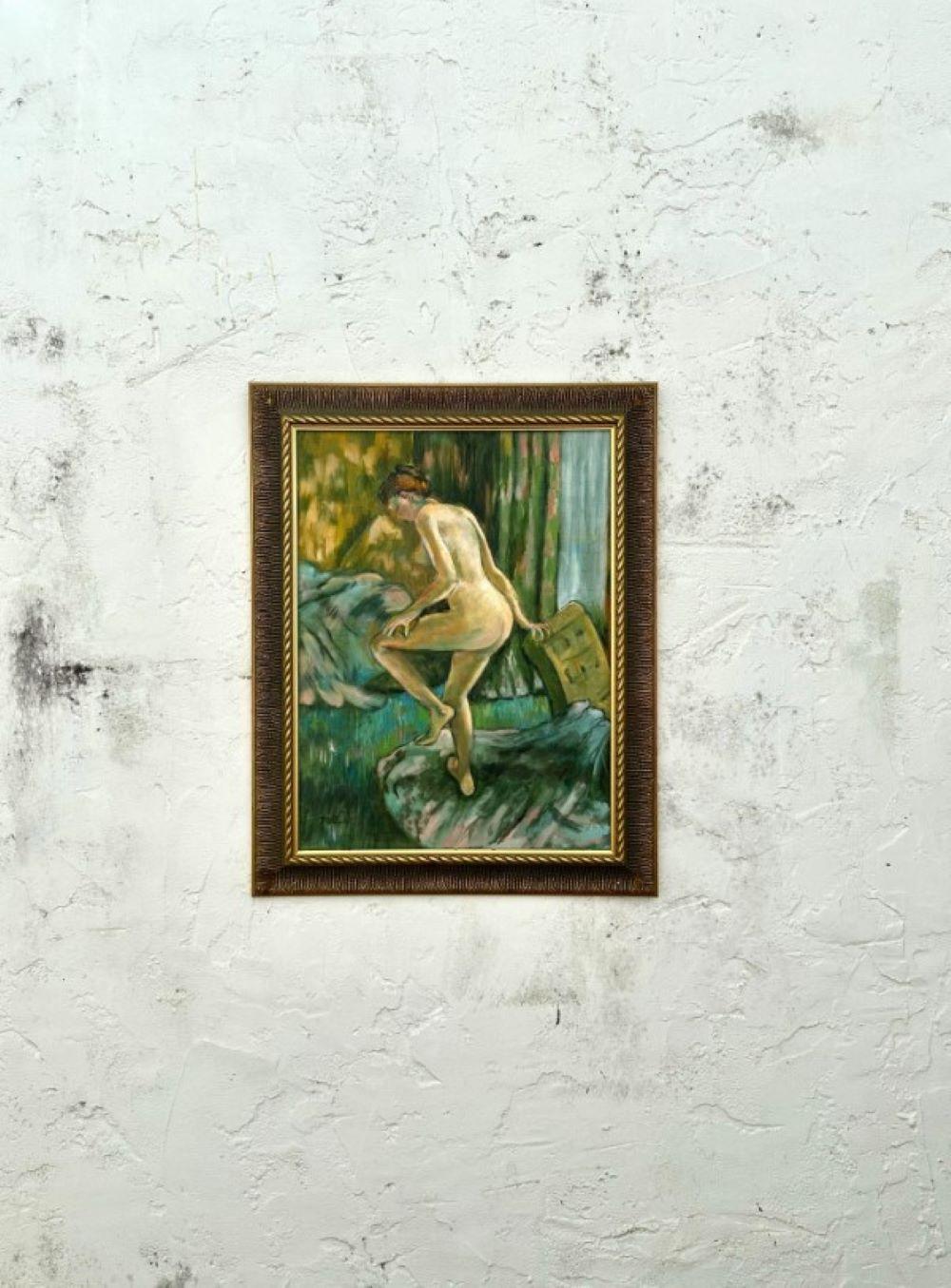 Nord-américain Huile sur toile originale de Boho représentant une femme nue, signée par l'artiste en vente
