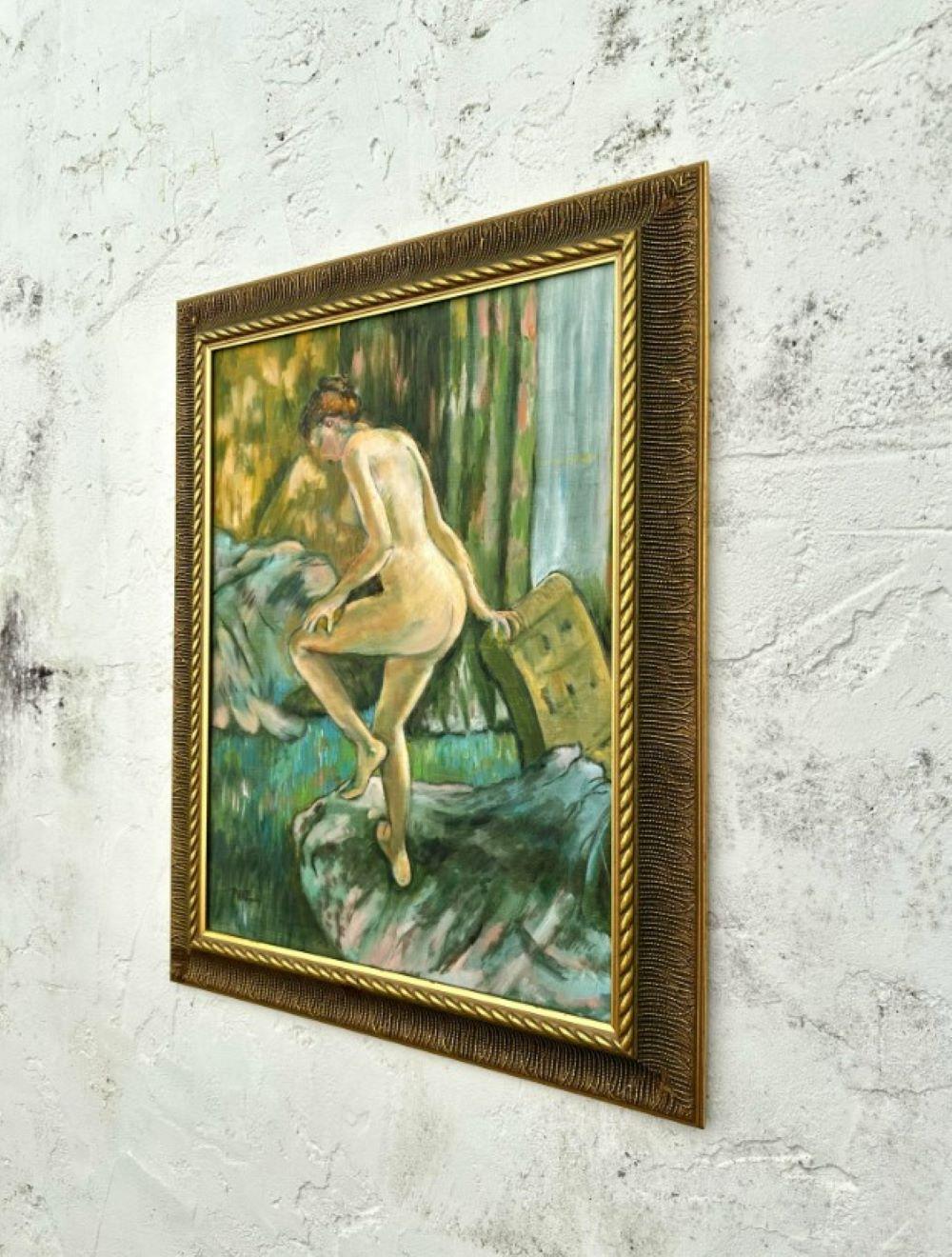Huile sur toile originale de Boho représentant une femme nue, signée par l'artiste Bon état - En vente à West Palm Beach, FL