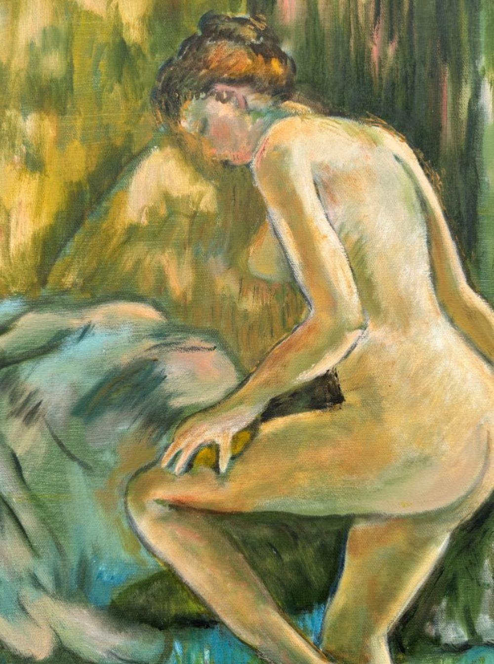 Huile sur toile originale de Boho représentant une femme nue, signée par l'artiste en vente 1