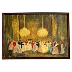 Vintage Boho Original Oil Painting of a Ballroom Dance