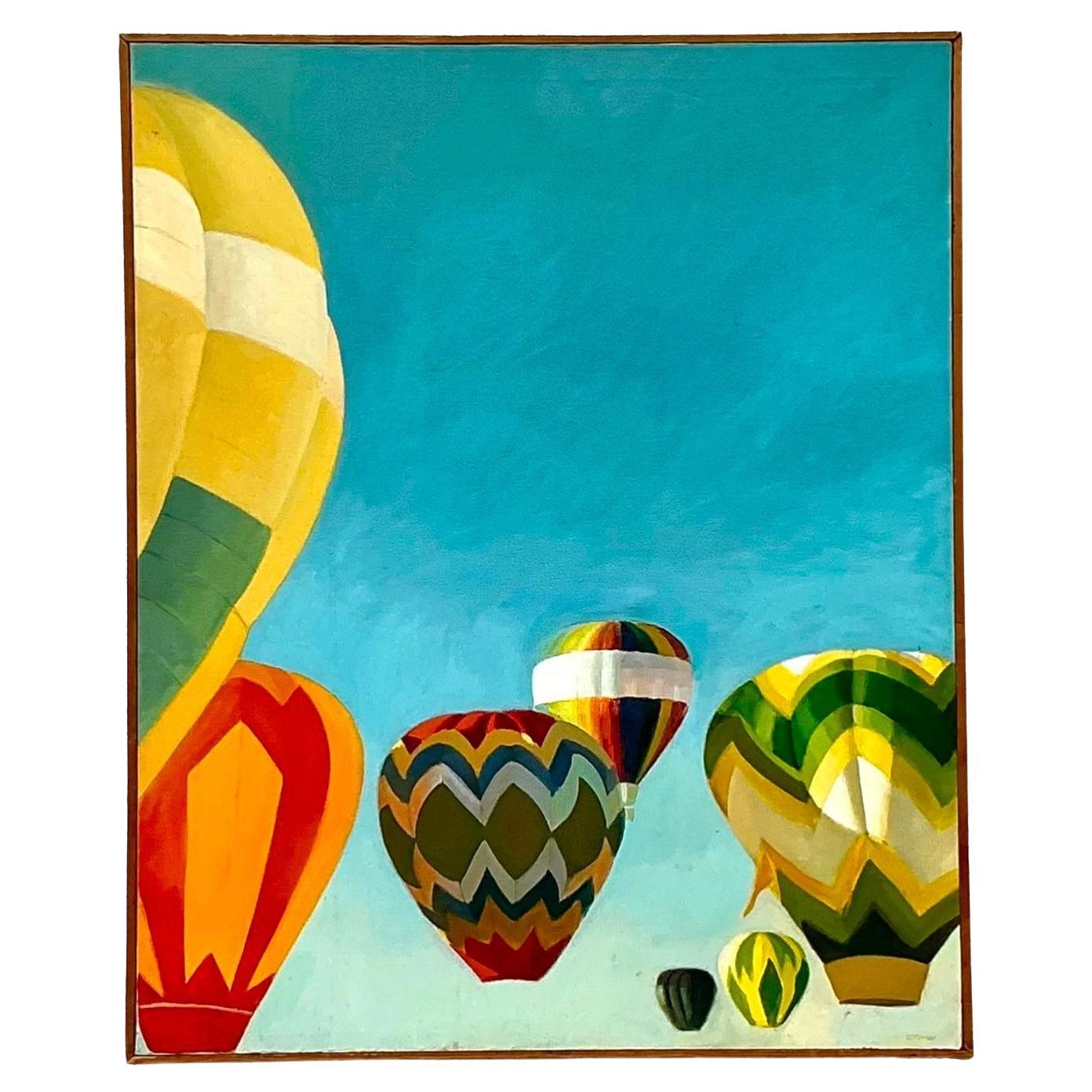 Vintage Boho Pintura al óleo original de globos en venta