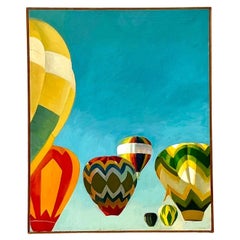 Vintage Boho Original Oil Painting of Balloons