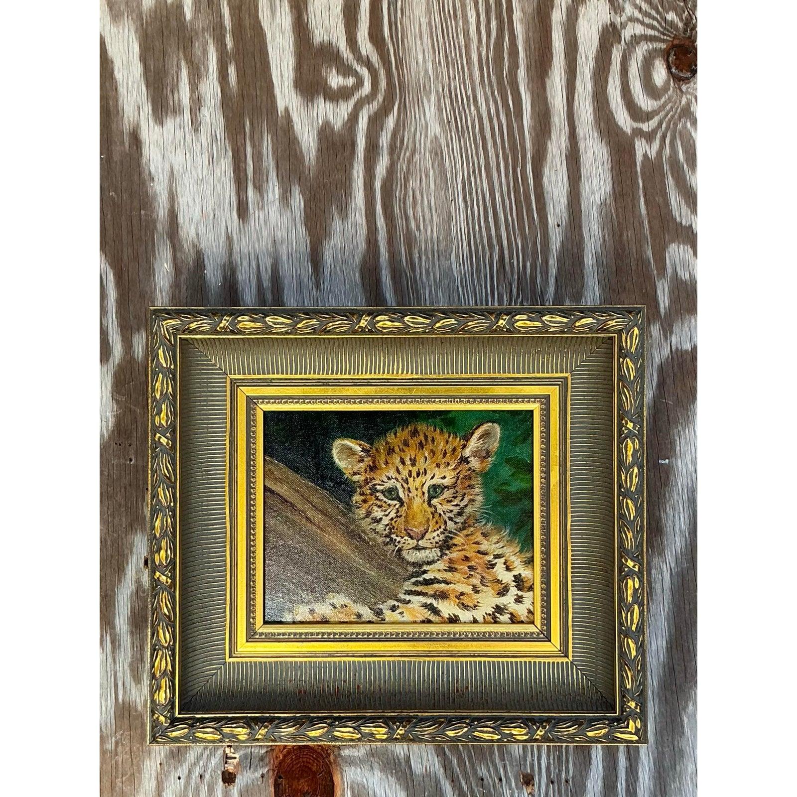 Vintage Boho Original Ölgemälde von Cub im Zustand „Gut“ im Angebot in west palm beach, FL