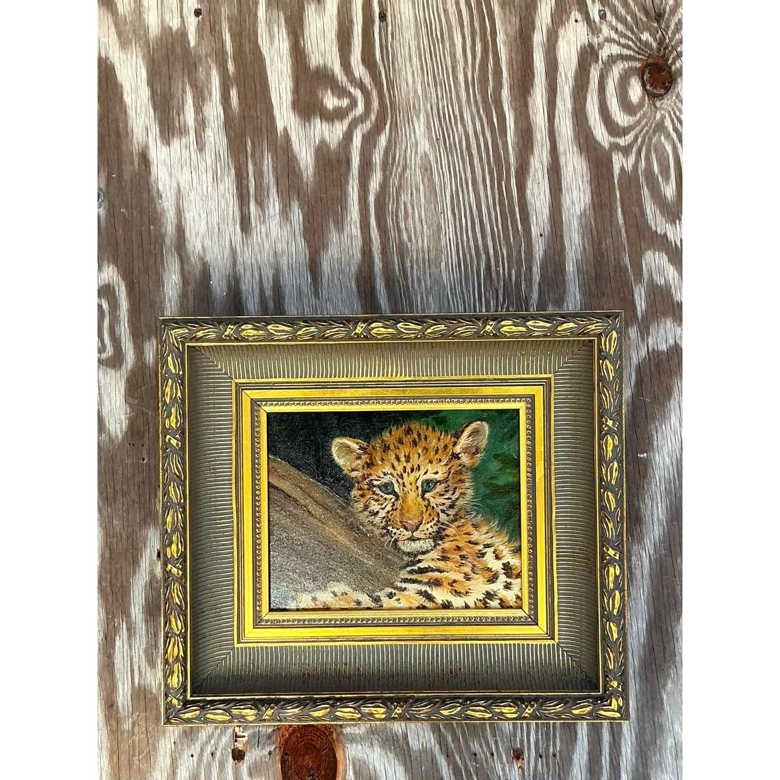 Vintage Boho Original Ölgemälde von Cub im Angebot 1