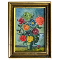 Vintage Boho Pintura al óleo original de flores