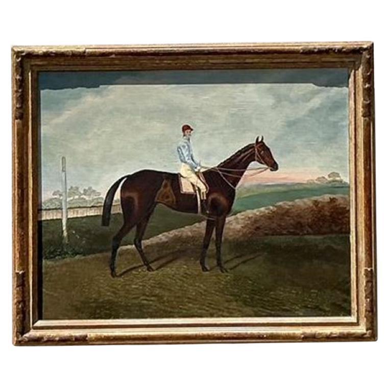 Vintage Boho Original Oil Painting of Horse and Rider