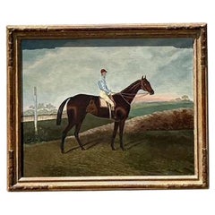 Vintage Boho Original Oil Painting of Horse and Rider