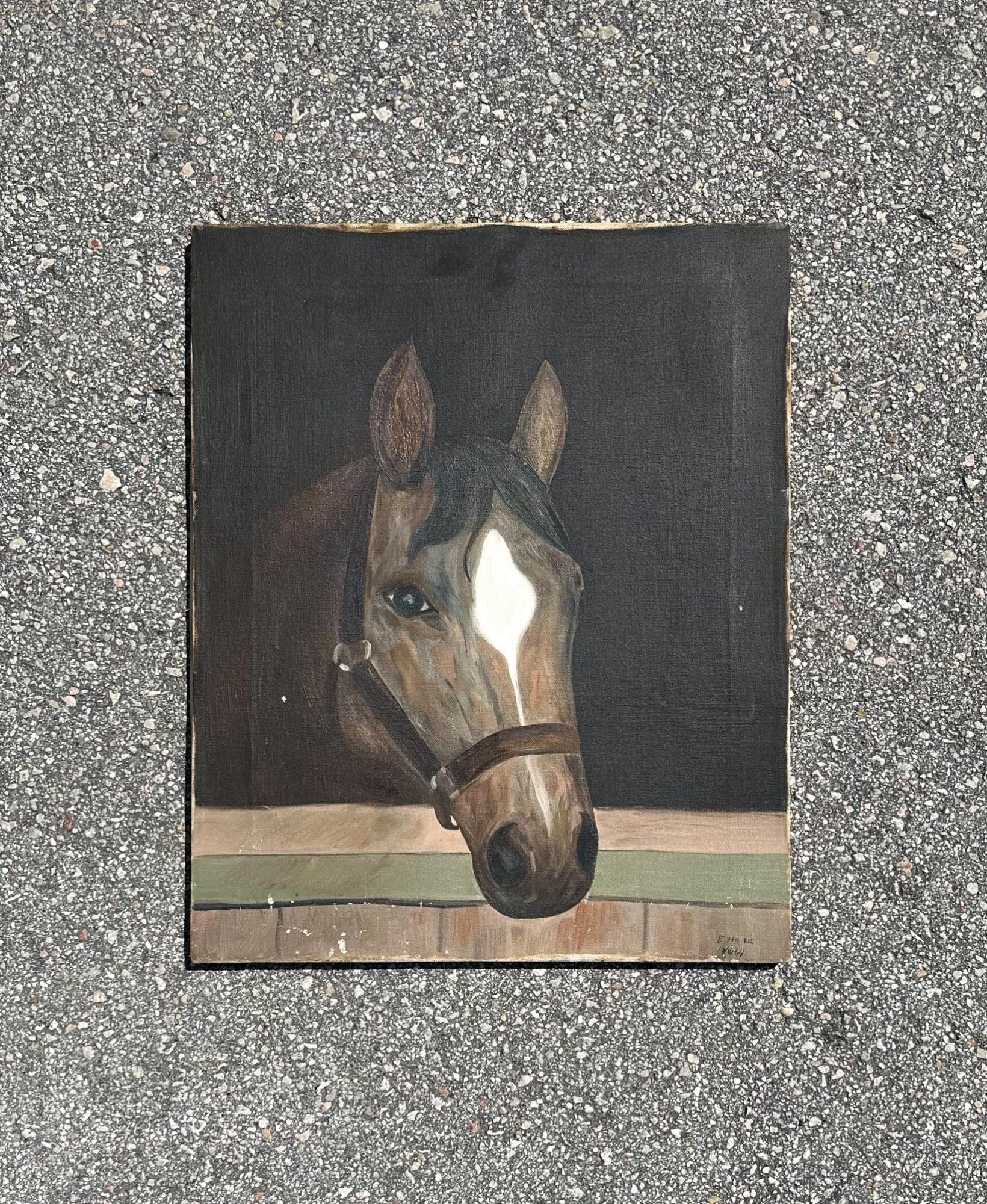 American Classical Vintage Boho Original Oil Painting of Horse