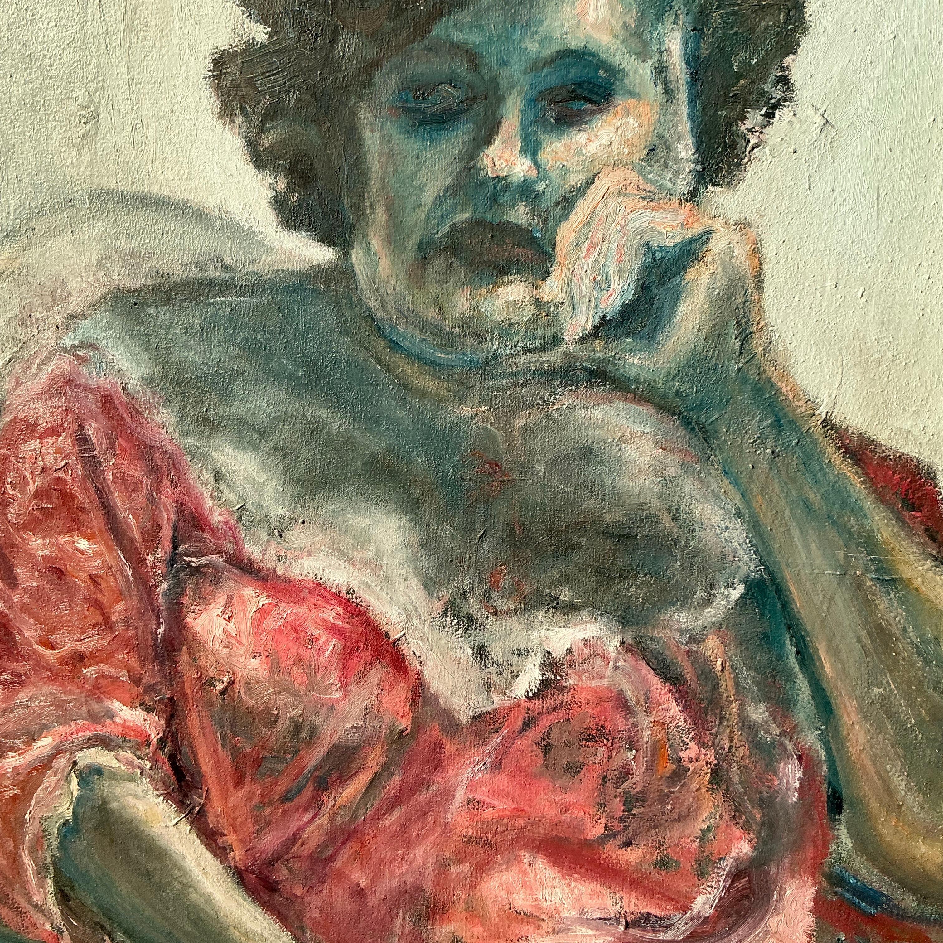 Vintage Boho Original Oil Painting of Woman 4