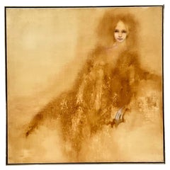 Retro Boho Original Oil Painting of Woman