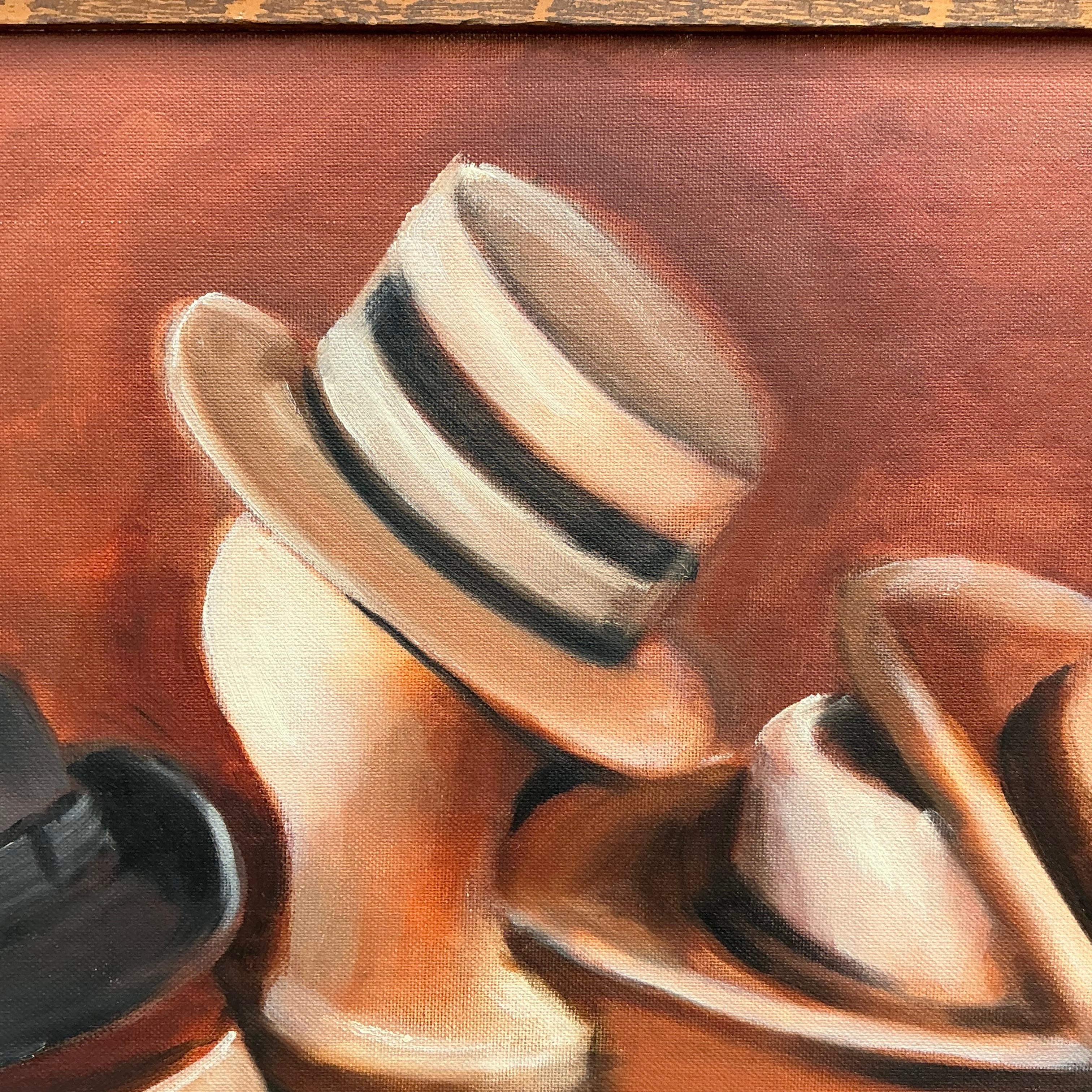 Élevez votre décor avec le charme unique de cette peinture à l'huile originale Vintage Boho sur panneau. Peint à la main avec des tons riches et terreux et des coups de pinceau audacieux, cet objet d'art capture une essence libre et bohème qui