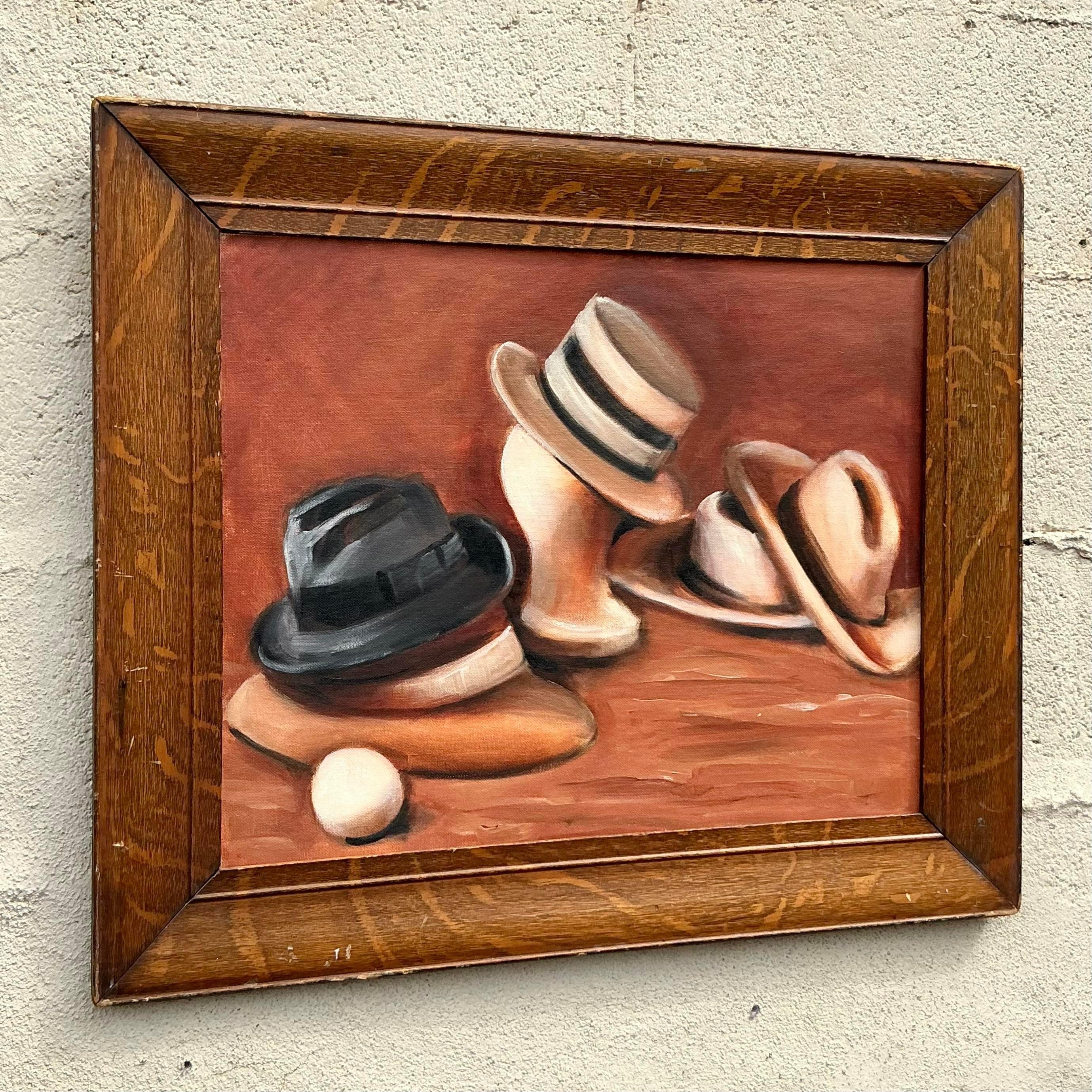Américain Peinture à l'huile originale de Boho sur panneau en vente