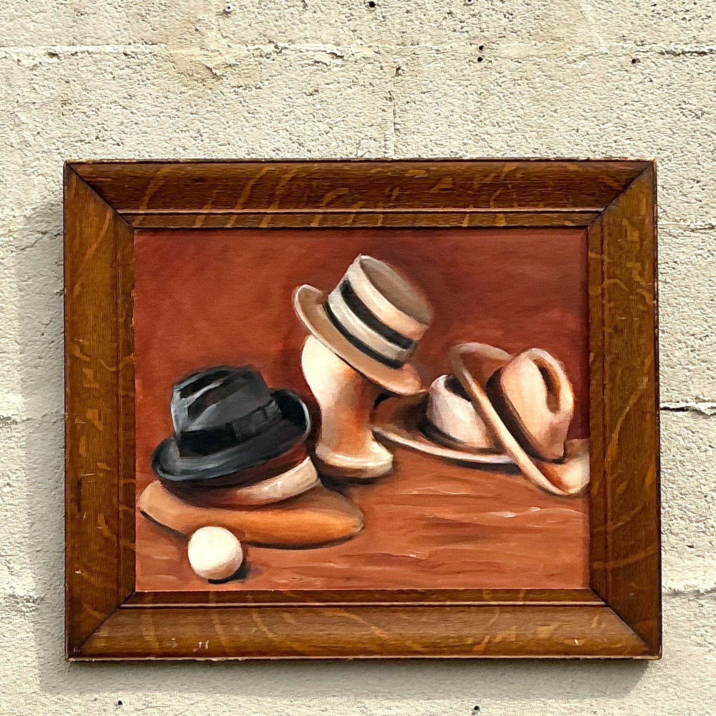 Peinture à l'huile originale de Boho sur panneau en vente 1