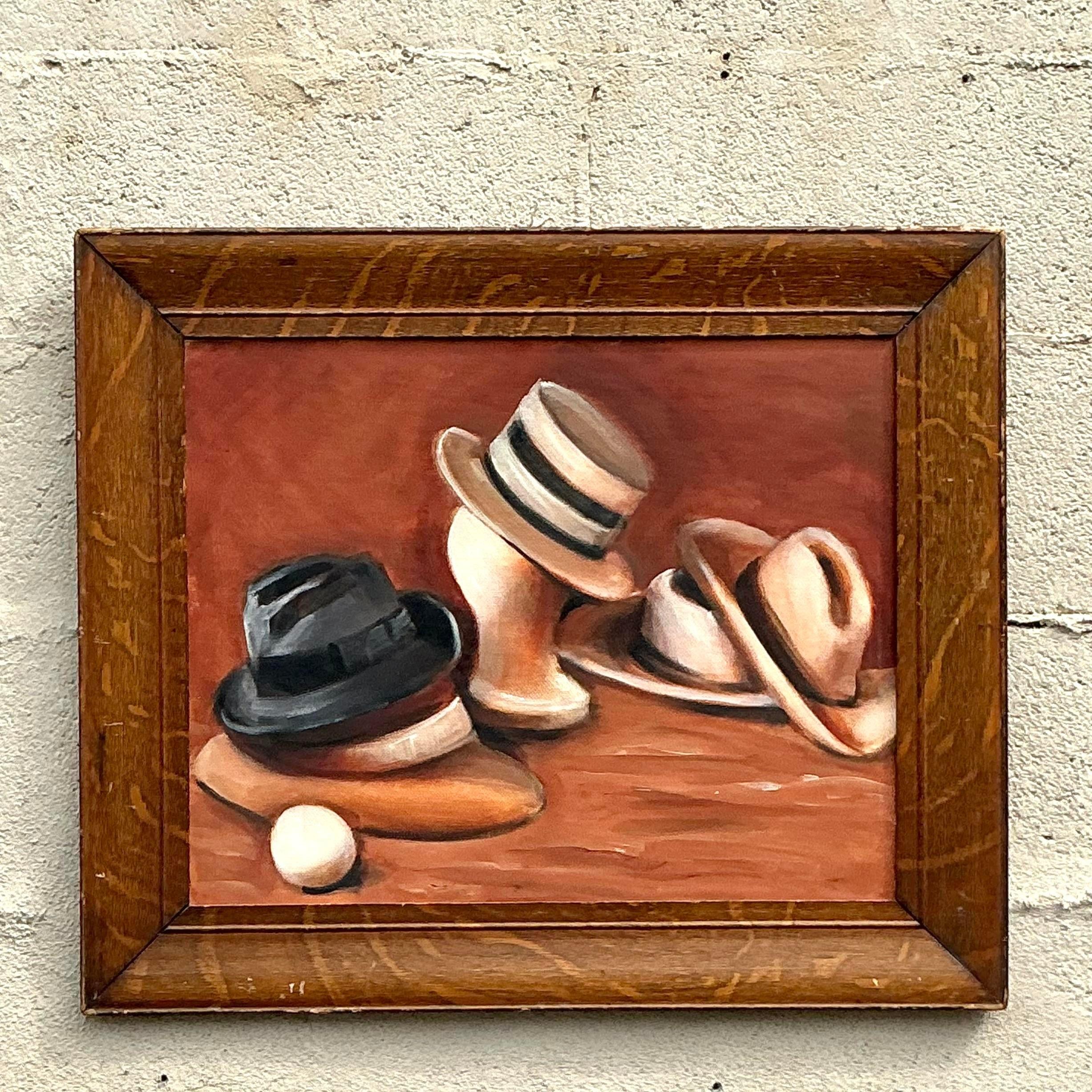 Peinture à l'huile originale de Boho sur panneau en vente 2