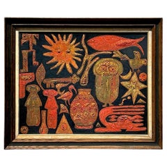 Vintage Boho Original Oil Painting on Board