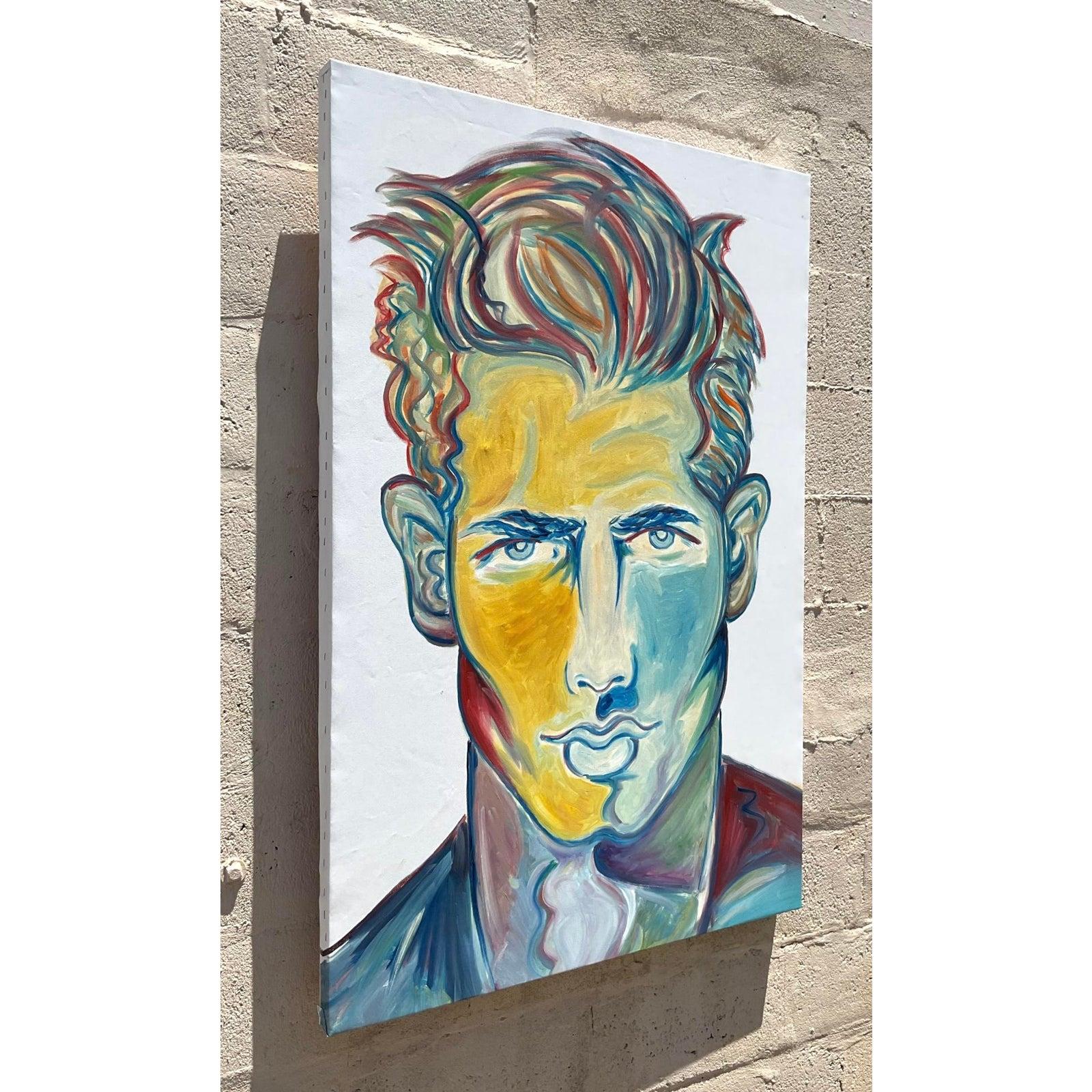 Vintage Boho Original Ölgemälde auf Leinwand (amerikanisch) im Angebot