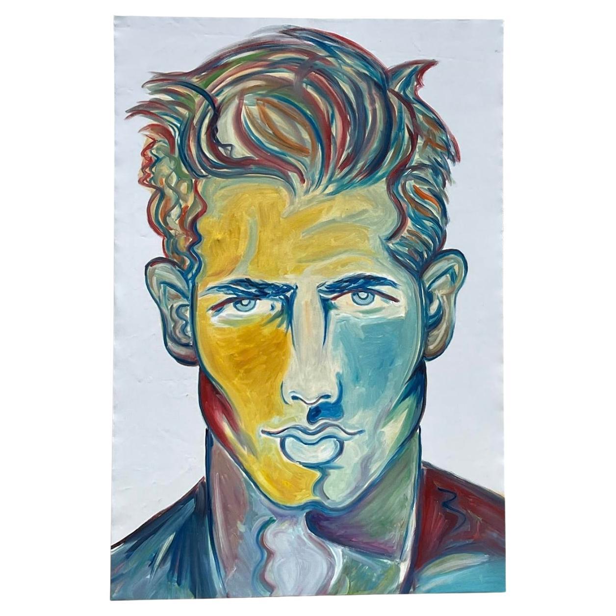 Vintage Boho Pintura al óleo original sobre lienzo